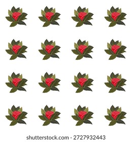 A composition of bright red roses. Seamless pattern. Vector illustration.
