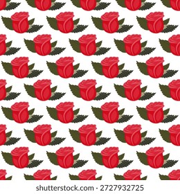Uma composição de rosas vermelhas brilhantes. Padrão contínuo. Ilustração vetorial.