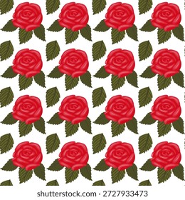 Uma composição de rosas vermelhas brilhantes. Padrão contínuo. Ilustração vetorial.