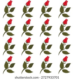 Uma composição de rosas vermelhas brilhantes. Padrão contínuo. Ilustração vetorial.