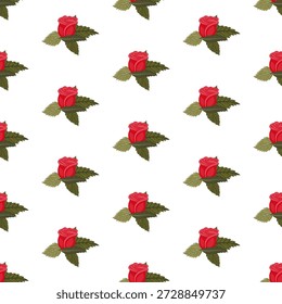 Uma composição de rosas vermelhas brilhantes. Padrão contínuo. Ilustração vetorial.