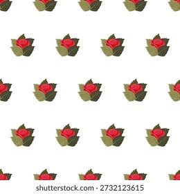 Uma composição de rosas vermelhas brilhantes. Padrão contínuo. Ilustração vetorial.