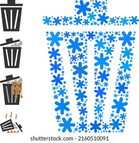 El icono del cubo de la composición está organizado para invierno, Año Nuevo, Navidad. El mosaico del icono del cubo está organizado a partir de iconos de la nieve azul claro. Se añaden algunos iconos adicionales.