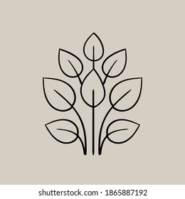 Composition of a bunch of leaves. Autumnal themed logo. Vector