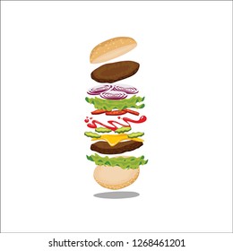 Composition Burger Contents Stock Vector (royalty Free) 1268461201 