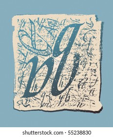 Composition from calligraphic letters. Vector background.