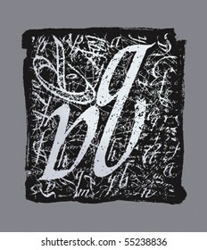 Composition from calligraphic letters. Vector background.