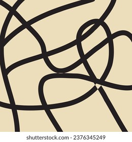 Composición de líneas y puntos negros caóticos. Figuras abstractas en un estilo moderno