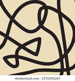 Composición de líneas y puntos negros caóticos. Figuras abstractas en un estilo moderno