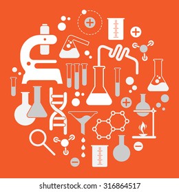 Composition with chemistry symbols in a shape of circle.