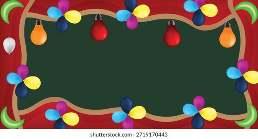Composición de decoraciones navideñas en escritorio verde con espacio de copia en el medio para texto de saludo. Navidades tarjeta de felicitación.