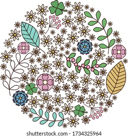 composición en círculo con flores silvestres de verano