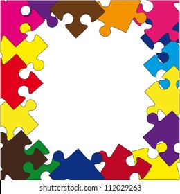 composition from color puzzles on a white background.Vector