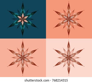 Composition with colorful abstract stars, pattern