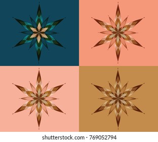 Composition with colorful abstract stars, pattern