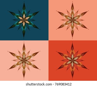 Composition with colorful abstract stars, pattern