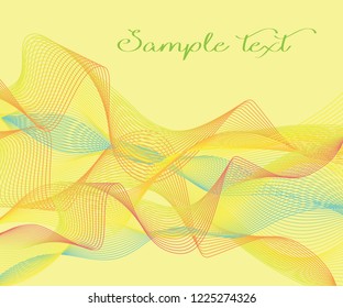Composition with colorful abstract waves on a yellow background      