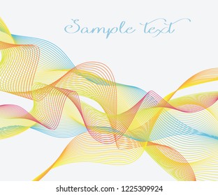 Composition with colorful abstract waves on a light background      