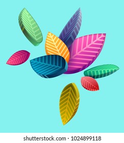Composición de hojas estilizadas de colores