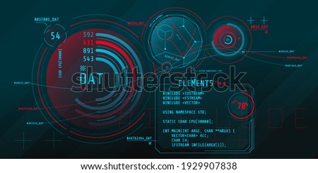 Composition of computer HUD interface with Coding.