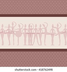 composition from the contours of dancing ballet-dancer on a beige background