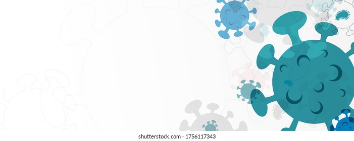 Composition of Coronavirus. Covid-19 Coronavirus Concept. Coronavirus Pattern Background. Cute Cartoons and Vector Illustration