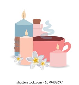 Composition of cosmetic products. Cosmetics. Vector illustration.