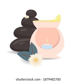 Composition of cosmetic products. Cosmetics. Vector illustration.
