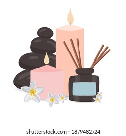 Composition of cosmetic products. Cosmetics. Vector illustration.