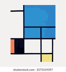 Mondrian’s Composition Cubism art, illustration isolated on white, vector. Vintage famous artwork by Mondrian, old art illustration vector.