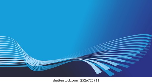 composition of curved and abstract plane shapes with blue gradient tones and matching background colors for visual design needs