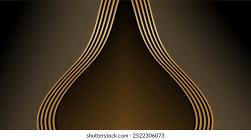 composition of curved lines with brown and gold colors and empty space as background inspiration for visual communication design