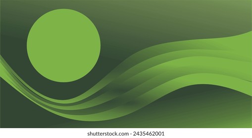 a composition of curved lines and geometric circles in green gradients as accents with empty space as a background design for placing text or images in graphic designs