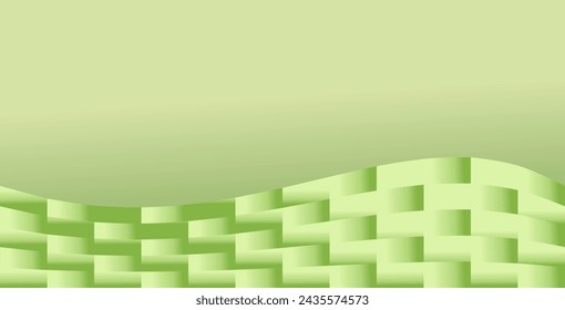 a composition of curved lines and gradient green geometric areas as accents with empty space as a background design for placing text or images in graphic designs