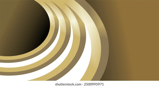 a composition of curved lines and planes in gold and brown isolated on a black background, as visual design inspiration