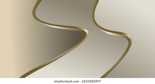 composition of curved lines and planes in gold, brown and yellow as background design in graphic visual elements and for other visual design needs