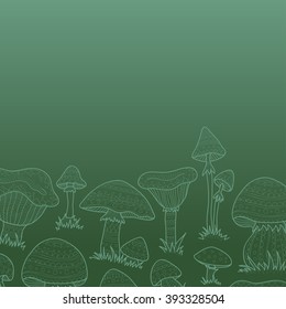 Composition with cute hand drawn abstract mushrooms. Vector ornamental mushrooms collection