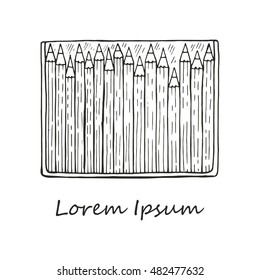 Composition with cute hand drawn  pencils. Vector hand drawn art collection