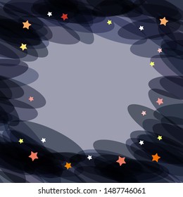 composition dark night sky with stars simple Nature background with ellipse circle pattern yellow orange blue gray and black transparent colors card banner design, copy space. Vector