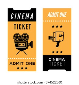 Composition with decorative cinema tickets. Cinema related illustration for web, flyers, print design.