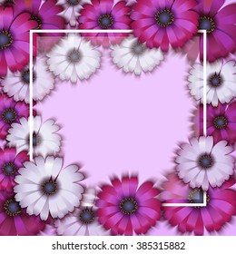 Composition of the delicious spring flowers for design 
frame for text of postcards, brochures, banners, flyers,isolated, on a plane surface, vector illustration