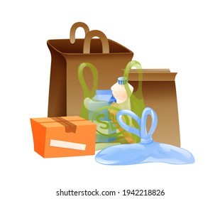 Composition of delivery bags and packages. Vector illustration in cartoon style, white background