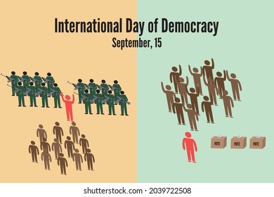 Composición de un gobierno democrático o antidemocrático. Concepto del Día Internacional de la Democracia 