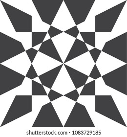 Composition of different geometric shapes. Black and white oriental ornament. Vector graphic. Scandinavian design. Abstract art. Modern wallpaper. Polygonal background. Tile print. 