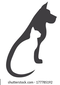 Composition of Dog and Cat Silhouettes