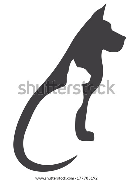犬猫シルエットの構図 のベクター画像素材 ロイヤリティフリー