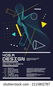 Composition with dynamic and geometric shapes. Abstract background for design.