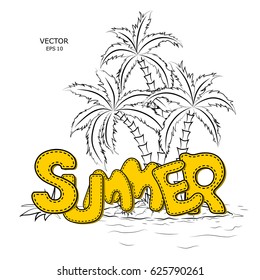 Composition of elements for the design of summer design. Vector illustration