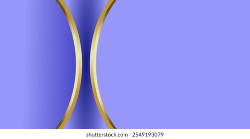 composition of empty space in blue and purple gradations with gold curved lines as background design inspiration for graphic visual arts or decorative designs in applied arts