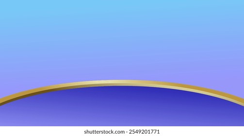 composition of empty space in blue and purple gradations with gold curved lines as background design inspiration for graphic visual arts or decorative designs in applied arts